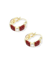 Bông Tai Khoen Đá Màu Chữ Nhật Đan Xen Đá Trắng