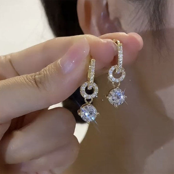 Bông Tai Khoen Tòn Teng Đính 1 Hạt Đá Tròn 2 Kiểu