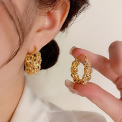 Bông Tai Khoen Tròn MX Phối Đá Trắng Cá Tính