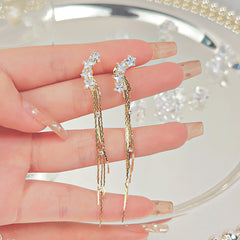 Bông Tai Tòn Teng Vành Tai Ngôi Sao Tua Rua Phối Đá Trắng