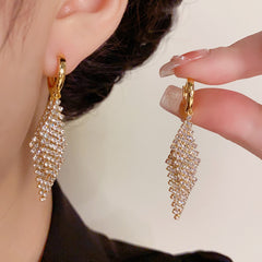 BÔNG TAI KHOEN TÒN TENG HÌNH THOI KÉP FULL ĐÁ CÁ TÍNH