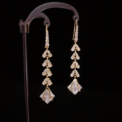 BÔNG TAI TÒN TENG 1 HÀNG ĐÁ PHỐI THOI ĐÁ TRẮNG DẠNG MÓC DÁNG DÀI