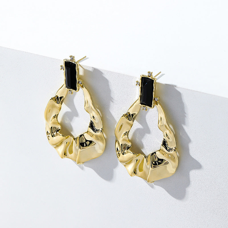 Bông Tai Tòn Teng Hình Giọt Nước Ánh Kim Vàng Độc Đáo