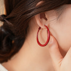 BÔNG TAI KHOEN TRÒN TRƠN MÀU ĐỎ BASIC