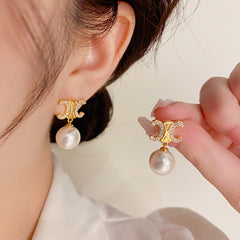 BÔNG TAI TÒN TENG HOẠ TIẾT CELIN ĐÍNH ĐÁ TRẮNG PHỐI HẠT TRAI