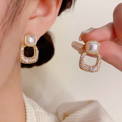 BÔNG TAI TÒN TENG HÌNH VUÔNG ĐÔI PHỐI VUÔNG MÀU THỜI TRANG