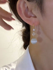 Bông Tai Tòn Teng Hoa Đá Lập Phương Phối Trai Mắt Mèo Dạng Móc