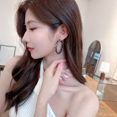 Bông Tai Khoen Tròn Uốn Bi Đá Cá Tính