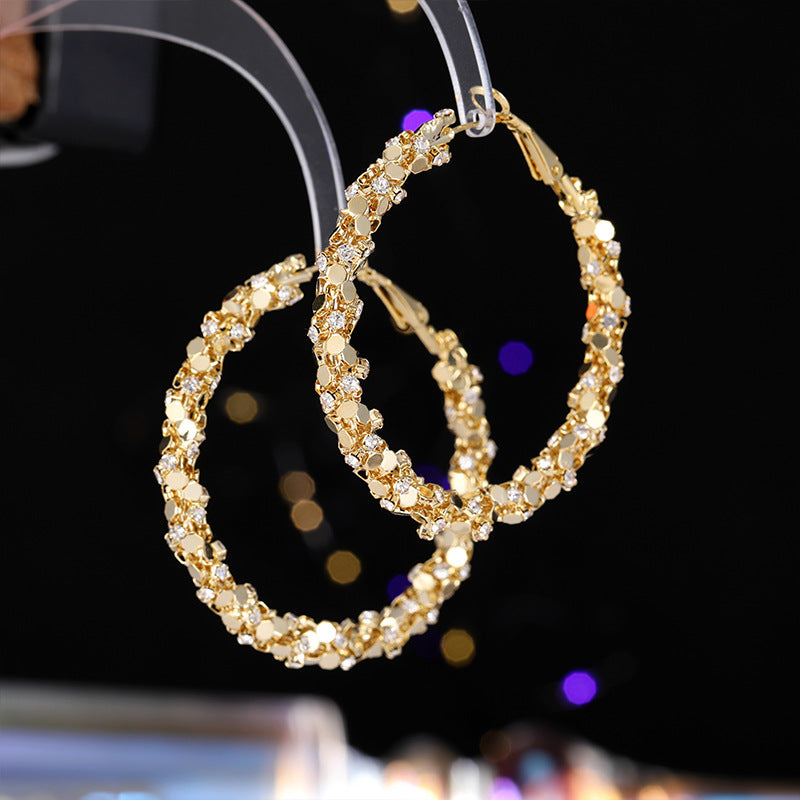 Bông Tai Khoen Tròn Uốn Bi Đá Cá Tính