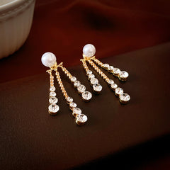 Bông Tai Tòn Teng Tua Rua Đính Đá Trắng 3 Sợi 2 Kiểu