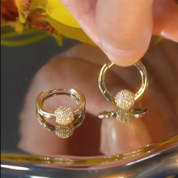 BÔNG TAI KHOEN TRÒN PHỐI BI ĐÍNH ĐÁ TRẮNG SIÊU SÁNG