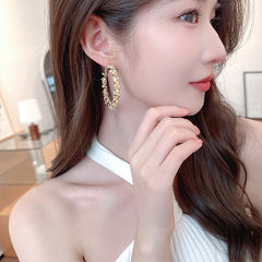 Bông Tai Khoen Tròn Uốn Bi Đá Cá Tính