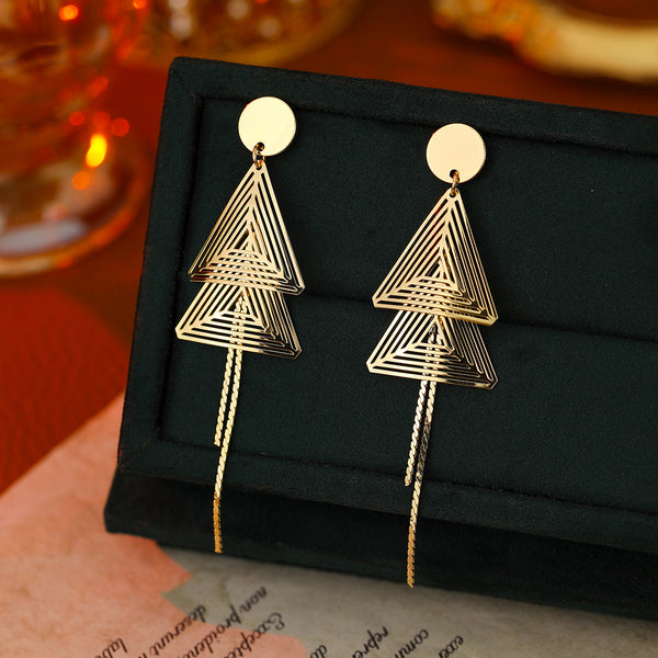 BÔNG TAI TÒN TENG TAM GIÁC ĐÔI 2 MÀU CÁ TÍNH