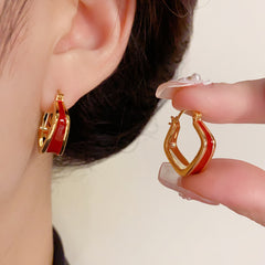 BÔNG TAI KHOEN HÌNH THOI PHỦ ĐỎ VIỀN VÀNG CÁ TÍNH