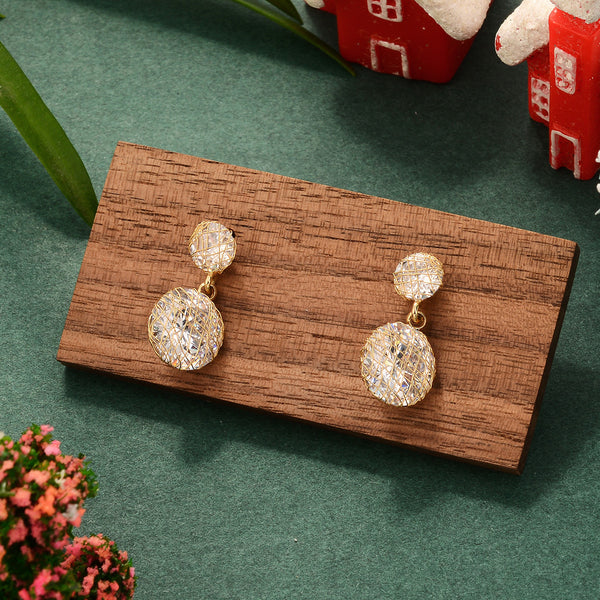 BÔNG TAI TÒN TENG TRÒN ĐÔI ĐÁ TRẮNG PHỐI LƯỚI XINH XẮN