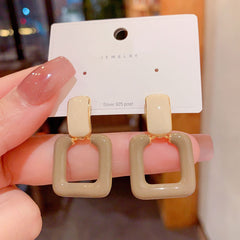 BÔNG TAI TÒN TENG HÌNH HỌC CHỮ NHẬT 2 MÀU PASTEL