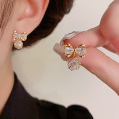 BÔNG TAI TÒN TENG HÌNH NƠ ĐÍNH ĐÁ PHỐI ĐÁ LẬP PHƯƠNG XINH XẮN