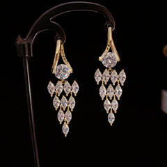 Bông Tai Tòn Teng Khoen Đính Đá Trắng Dáng Rơi