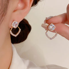 BÔNG TAI TÒN TENG HÌNH THOI KÉP F ĐÍNH ĐÁ TRẮNG SÁNG