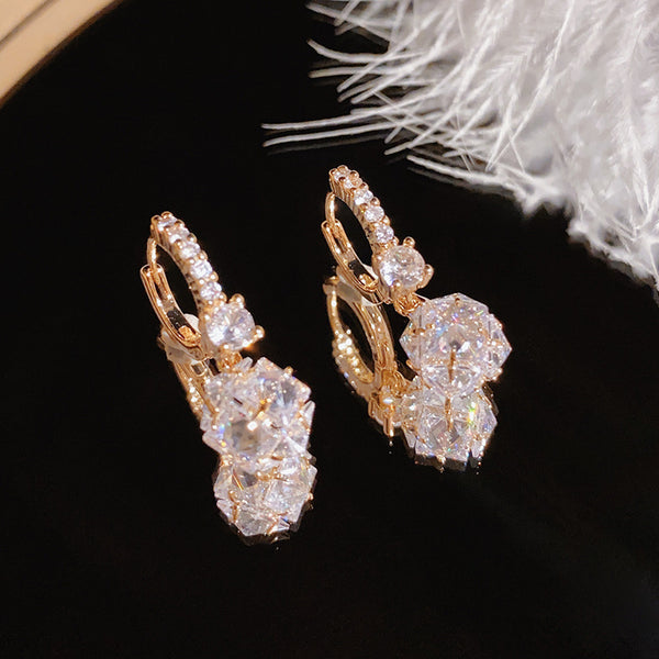 Bông Tai Khoen Đá Lập Phương Siêu Sáng