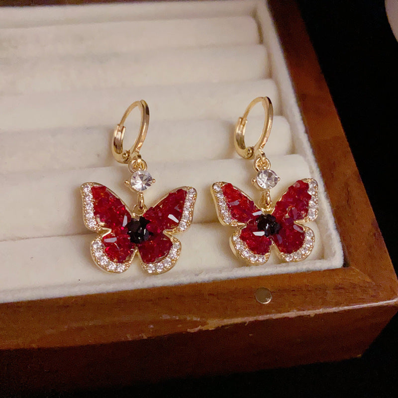 BÔNG TAI KHOEN TÒN TENG HÌNH BƯỚM ĐỎ CURRANT SANG TRỌNG