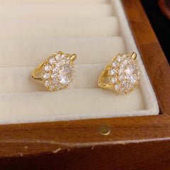 Bông Tai Khoen Nụ Hoa Đá Sát Tai Siêu Sáng