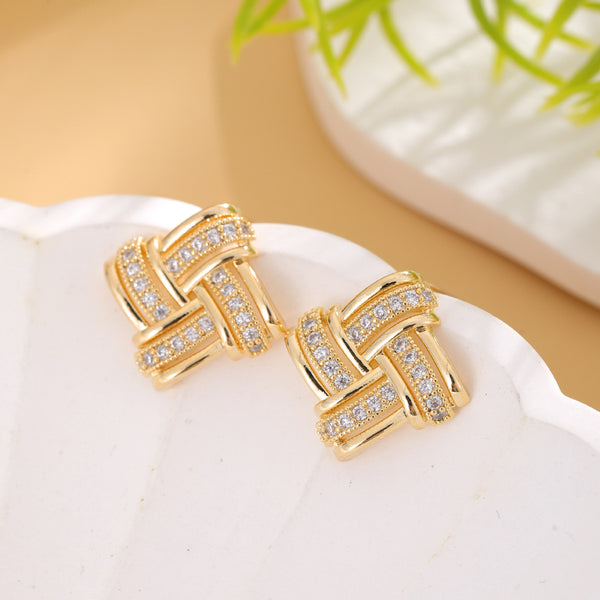 BÔNG TAI HÌNH HỌC TỨ GIÁC ĐÍNH ĐÁ CÁCH ĐIỆU SÁT TAI