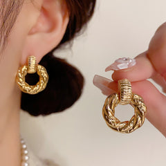 BÔNG TAI TÒN TENG TRÒN KHOEN ĐÔI HỢP KIM VÀNG CÁ TÍNH