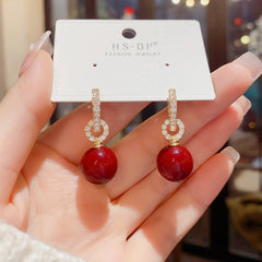 Bông Tai Khoen Heart Đính Đá Phối Hạt Trai 2 Kiểu
