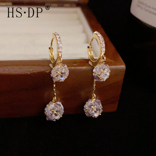 Bông Tai Khoen Tòn Teng Đá Lập Phương Đôi Siêu Sáng