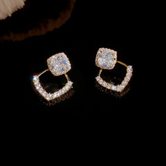 BÔNG TAI TÒN TENG HÌNH THOI KÉP F ĐÍNH ĐÁ TRẮNG SÁNG