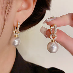 Bông Tai Khoen Heart Đính Đá Phối Hạt Trai 2 Kiểu