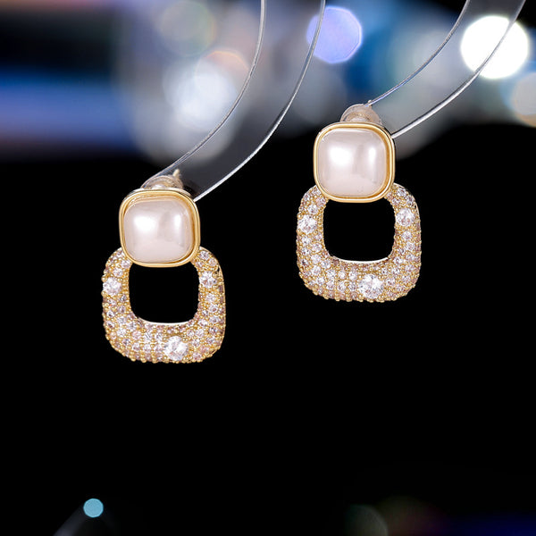 BÔNG TAI TÒN TENG HÌNH VUÔNG ĐÔI PHỐI VUÔNG MÀU THỜI TRANG