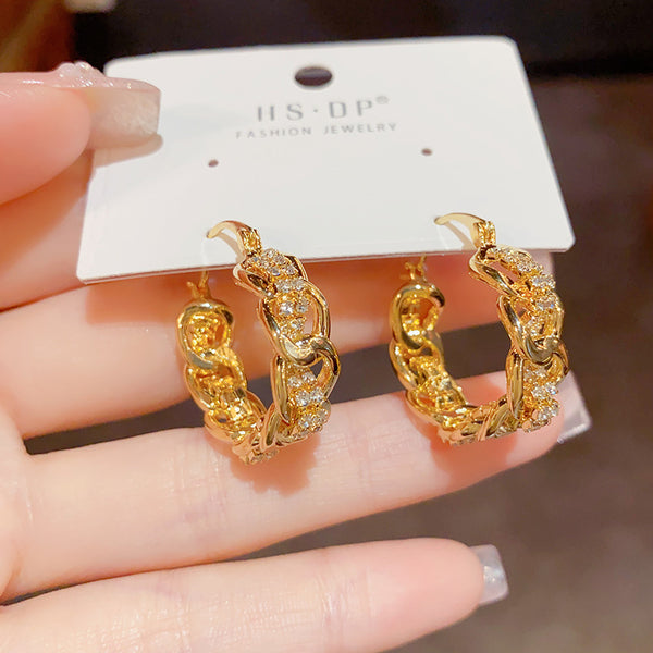 Bông Tai Khoen Tròn MX Phối Đá Trắng Cá Tính