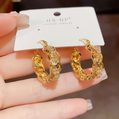 Bông Tai Khoen Tròn MX Phối Đá Trắng Cá Tính