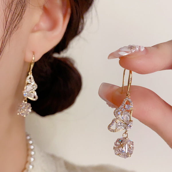 BÔNG TAI TÒN TENG CÁNH BƯỚM PHỐI ĐÁ LẬP PHƯƠNG DẠNG MÓC CAO CẤP