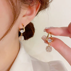 Bông Tai Khoen Tòn Teng Xoắn Phối Đá Lập Phương Siêu Sáng