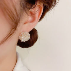 Bông Tai Chùm Pha Lê Trắng Sát Tai Thời Trang