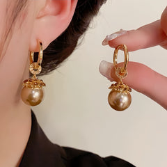 Bông Tai Khoen Tòn Teng Đính Đá Nâu Phối Hạt Trai Nâu 2 Kiểu