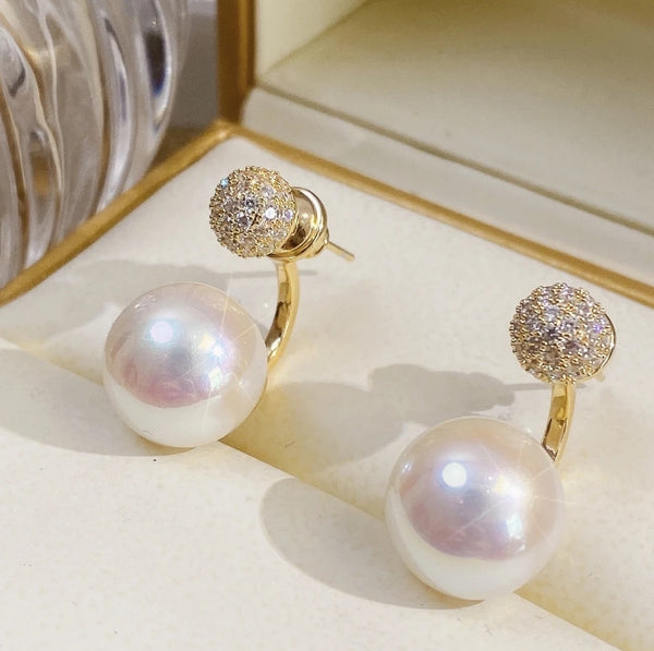 Bông Tai Đính Đá Phối Hạt Trai Trước Sau 2 Kiểu Thời Trang