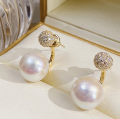 Bông Tai Đính Đá Phối Hạt Trai Trước Sau 2 Kiểu Thời Trang