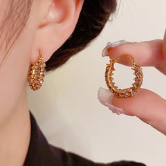 Bông Tai Khoen 2 Hàng Đá Nâu Trà Độc Đáo Siêu Sáng