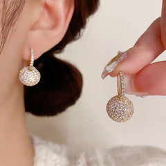 Bông Tai Khoen Bản Tròn Đính Đá Trắng 2 Kiểu Thời Trang