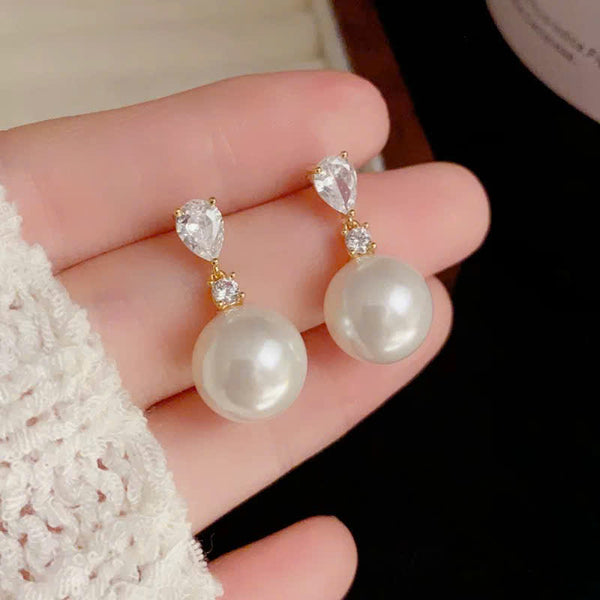 BÔNG TAI TÒN TENG ĐÁ TRẮNG GIỌT NƯỚC PHỐI 1 HẠT ĐƠN GIẢN