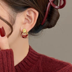 BÔNG TAI TÒN TENG HÌNH HỌC VUÔNG SỌC ĐỎ CÁ TÍNH