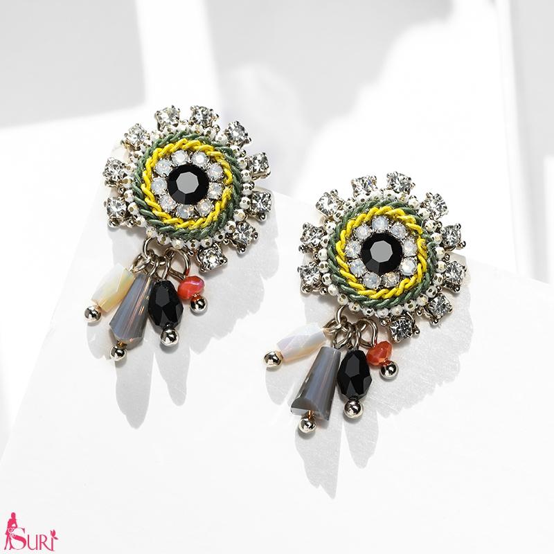 Bông Tai Tòn Teng Tròn Đá Màu Boho