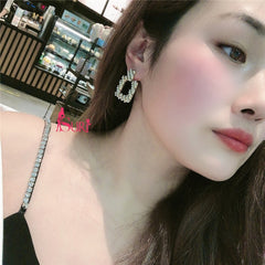 Bông Tai Hình Học Vuông Sọc Ngựa Vằn Ngọc Trai