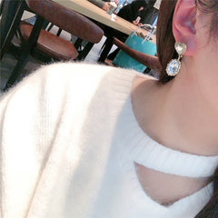 Bông Tai Tòn Teng Trái Tim Vàng Đính Đá Phong Cách Classic