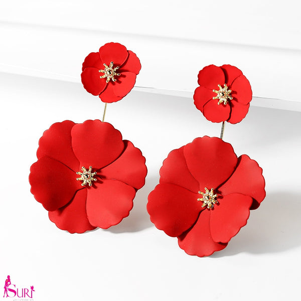 Bông Tai Tòn Teng Hoa Đỏ Sang Chảnh