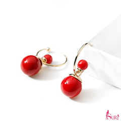 Bông tai khoen ngọc trai đỏ